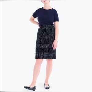 J Crew 365 Size 14 Deepest Navy & Ivory Tweed Skirt